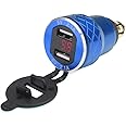 Alamor 12V-24V 4.2A Voltmeter rot Motorrad Dual USB Din Sockel für BMW Motorrad - blau