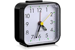 Birshe MałY Budzik Analogowy,Mini Budzik Kwarcowy,Zegar Analogowy Cichy Bez Tykania z Funkcją Drzemki Lampka Nocna PrzenośNy Budzik na Baterie do Sypialni,Salonu,Biura,PodróżY Prosta ObsłUga