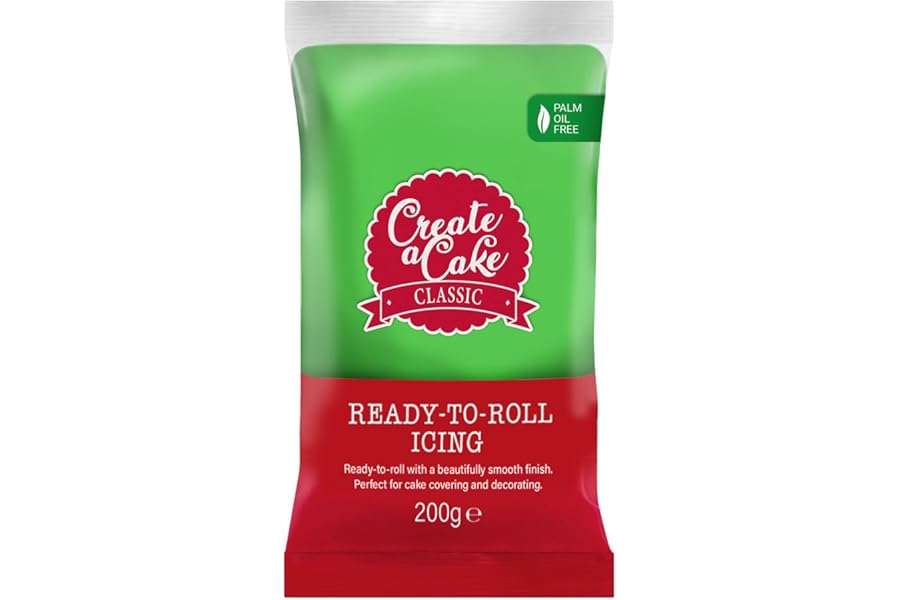 Create A Cake Ready To Roll Icing | Green Fondant Icing | Palm Free Sugar Paste For Cake Decorating, Cupcakes, Cookies, Cakes - 200g
