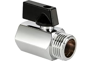 Minikulventil i mässing med G1/2-tums (Ø 19,5 mm) inv. gänga x G1/2-tums (Ø 20,3 mm) utv. gänga, DN15, avstängningskran, mini