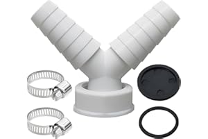 kclkda Washing Machine Waste Splitter Y Connector with 2pcs Hose Clamp, Universal Drain Adaptor for Dishwasher and Washing Machine, 19-24 mm Double Connection Pipe Thread Y Adapter for Hose