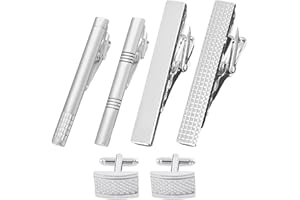 DHSBGWSX 4 fermacravatta, 1 paio di gemelli, accessori per tuta, set da uomo, 4 cm, ferro, No