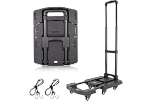 BBWELL Sackkarre Klappbar 200KG, Plattformwagen Erweiterbar, Klappbar Transportkarre mit 6 Lenkrollen 2 elastischen Kordeln, Teleskopgriff für Gepäck/Reisen/Umzug/Einkaufen/Bürogebrauch