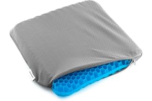 InnovaGoods - Cuscino Ergonomico in Gel di Silicone a Nido d'Ape, Allevia Il Mal di Schiena, Fresco e Traspirante, Adatto per Casa e Ufficio, Grigio/Blu, 39x37x3 cm, Poliuretano