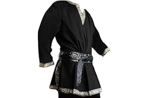 Runcati Costume da uomo medievale rinascimentale pirata Halloween tunica vichinga cavaliere cosplay guerriero larp camicie