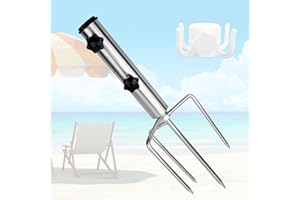 GEGNNS Support de Parasol pour Plage, Pied de Parasol en Métal Réglable avec 4 Ancrage, Ancre de Parasol d'extérieur en Acier, Support Parasol Plage de Crochet pour Pêche, Jardin, Plage, Camping