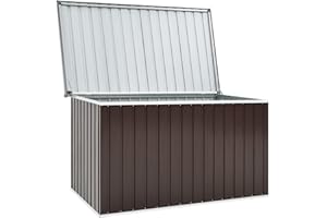 Keketa Baule da Giardino Baule da Esterno Cassapanca Contenitore da Esterno Panca da Giardino con Contenitore Marrone 129x67x65 cm Grande Baule da Esterno in Resina per Patio Forniture