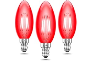 Bonlux SES LED rojo Filamento bulbo de la vela 4W Pequeño Edison Tornillo E14 LED decorativo Red Fireglow reemplazo de la antigüedad de la vela de las bombillas de 40W (Pack de 3)