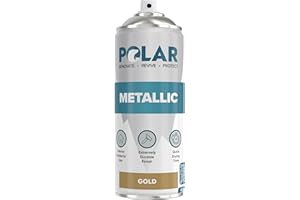POLAR SPECIALIST COATINGS Polar Metallic Gold Spray Paint - 400ml | Multi-Purpose Interior & Exterior Use | Ideal Gold Spray Paint For Metal, Wood, Glass, Plastic, Ceramics & Ornaments | Quick Drying | Easy to Apply