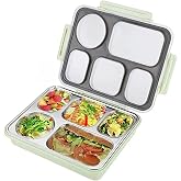 Vagonlife Bento 1600ml Lunchbox Tek Katlı 5 B&ouml;lmeli &Ccedil;elik Sefer Tası Yemek Kutusu (A&ccedil;ık Yeşil)