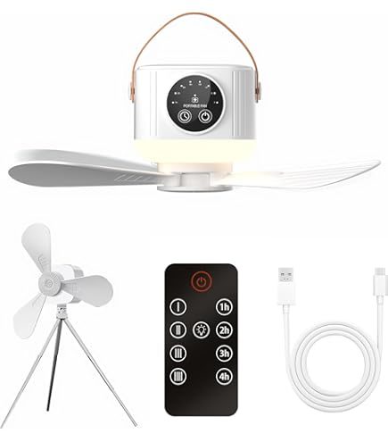 Draagbare Campingventilator Met Verlichting – Oplaadbaar En Met Afstandsbediening Voor Buiten Draagbare Campingventilator Met Verlichting – Oplaadbaar En Met Afstandsbediening Voor Buiten