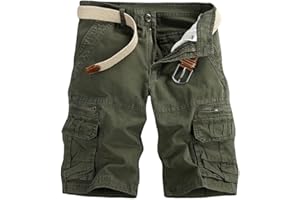 Buetory Men's Casual Cargo Hiking Shorts Elastic Waist Outdoor Comfy Workout Shorts Big&Tall Cotton Twill Summer Beach Shorts