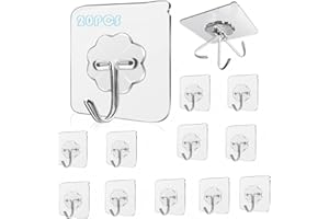 Taiyeestar Haken Selbstklebend, 20 Stück Klebehaken Transparent, selbstklebende haken für Badezimmer, Küche, Decke, Wandhaken