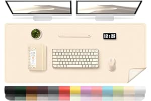 BLESWIN Tappetino da Scrivania - Tappetino da Scrivania in Pelle Su entrambi i Lati con Pelle Scamosciata, Tappeto Scrivania Grande Impermeabile, Sottomano Scrivania per Dipingere (Beige, 120x60cm)