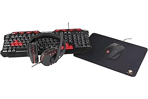 ‎DELTACO DELTACO Gaming 4 in 1 KIT - Headset + Tastatur + Maus + Mauspad (DE Layout, PC, Computer, Laptop, Xbox, PS4) schwarz