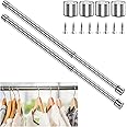 CENBEN 2 Pcs 47-80cm Extendable Stainless Steel Wardrobe Rail,Adjustable Clothes Rail Pole With Screw,Clothes Pole Heavy Duty Adjustable Wardrobe Hanger Rail for Clothes,Wardrobe Fittings for Closet