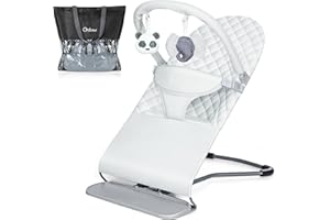 Orzbow Plegable Hamaca Bebé, Portátil Mecedora Bebe para Actividad al Aire Libre, Ajustable Balancin Bebe con 3 Posiciones, Fácil de Guardar, Arco de Juego, 0-12 Meses, Hasta 9 kg, Gris