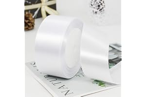 Ainmto 22m X 38mm Weiße Satinband,2 Rollen Weiß Schleifenband,Dekoration Bänder,Geschenkband Breit,Stoffband für Hochzeit