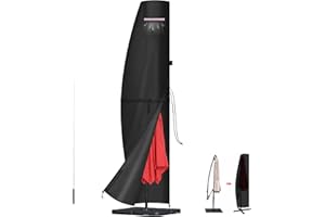 LAMUNI Copertura Ombrellone con Asta, Copri Ombrellone da Giardino per Ombrellone Ø 3-5m, 420D Oxford Telo per Ombrellone Impermeabile Copertura Protettiva per Ombrellone Decentrato, 280x40/81/50cm