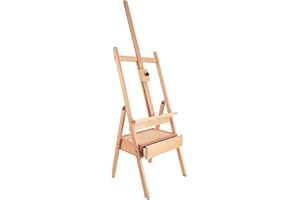 Kurtzy 190 cm Chevalet Bois avec Cadre en H et Tiroir de Rangement - Réglable Jusqu’à - Grand Chevalet Peinture en Bois de Hêtre Robuste - Présentation de Peintures et Portraits