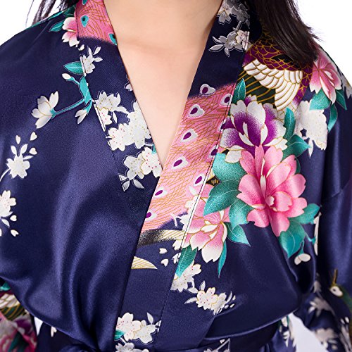 CuteOn Kinder Mädchen Kimono Robe Satin Seide Weiche Blossom Peacock Bademantel Nachtwäsche für Kinder Brautkleid Kleid - 3
