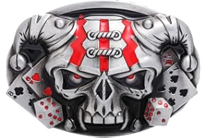 WANLIAN Skull Belt Buckle, Western Cowboy Belt Buckle for Belt Accessories, Fashion Men Skull Head Punk Belt Buckle, Decorative Buckle, Lucky Dice Ghost Skull Head Gothic Buckle with Poker and dice.