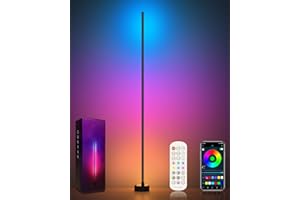 Miortior LED Stehlampe Wohnzimmer, RGB Ecklampe Dimmbar mit Fernbedienung und App-Steuerung, Musik Sync, 16 Millionen Farben, 68 Szenenmodi, Led Standleuchte für Wohnzimmer, Schlafzimmer, Spielzimmer