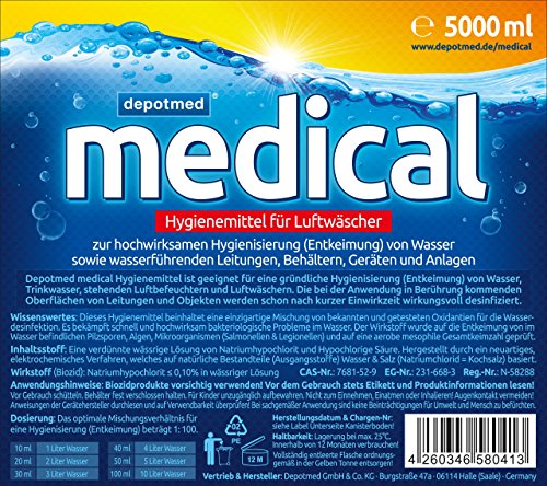 depotmed® medical Hygienemittel für Luftwäscher, Luftbefeuchter , Luftreiniger – Aquafresh, gegen Legionellen - 2