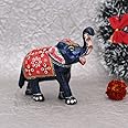 JAIPUR ACE Paper Mache Handmade Decorative Rajasthani Design Elephant Showpiece for Living Room Home Decor and Gift Purpose (Red & Blue)