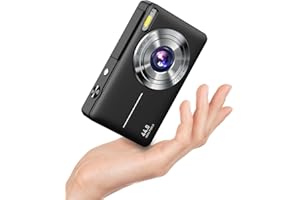 CAMKORY Digitalkamera 1080P FHD Fotokamera 44MP Fotoapparat Digital Kompaktkamera 16X Digitalzoom Einfache Vlogging Kamera Tragbare Kompakt Digitalkamera für Kinder Teenager Senioren Anfänger(Schwarz)