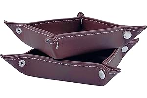Diko.style® Set 2 Vassoi 24cm Svuotatasche da Ingresso in Pelle PU | Corridoio, Camera da Letto e Scrivania | Vassoio per Gioielli | Marrone | Vassoio Organizzatore
