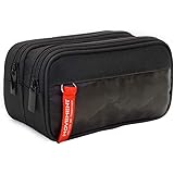 Maomaoyu Large Capacity Pencil Case for Boys and Girls, Zippered Triple Pocket Lightweight Waterproof Canvas Pencil Cases,Camouflage Black