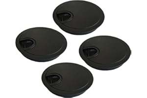 LIKERAINY Passacavo per Scrivania Rotondo Ø80mm Pressacavo Tappo Passacavi per Tavolo da Ufficio Mobili per la Casa CAVO in Nero Metallo Spazzolato 4 Pezzi