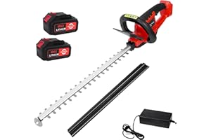 EC Homelife Tagliasiepi Elettrico a Batteria 21V con Lama Lunga 51 cm, Diametro Taglio 15mm, 1400 tagli/min, 2x Batteria e Caricatore incluso, Rosso