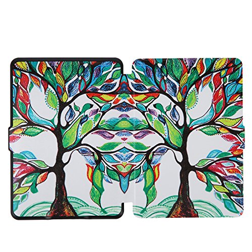Jiajun Kindle Paperwhite Hülle – Ultra Leightweight PU Leder Schutzhülle Schale Smart Case für Alle Kindle Paperwhite (2015/2014/2013/2012 Generation mit 6 Zoll Display und Einbauleuchte), Glück Baum - 2