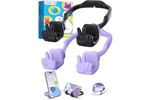 CALDEVER Geschenke für Frauen Männer Mädchen und Jungen Handyhalterung: Weihnachten Geschenk Yeah-Geste Handyhalter Nikolaus Handyständer für Tisch Kleine Gadgets Kinder zu Weihnachten Geburtstag(Schwarz Lila)