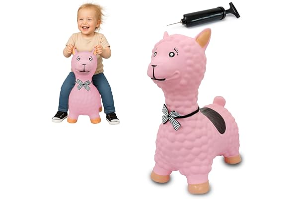 JAMARA 460543 Lama Jouet Sauteur avec Pompe, sans BPA, jusqu'à 50 kg, favorise Le Sens de l'équilibre et la motricité, Robuste et résistant, Facile d'entretien