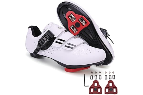 Mateju Chaussures de Cyclisme de vélo de Route Respirantes Chaussures de vélo pour Homme/Femme avec Look SPD-SL Delta Cleats Chaussures Indoor/Outdoor