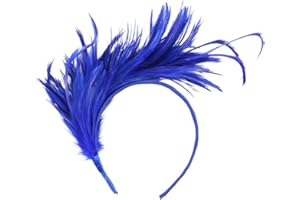 ClodeEU Fascinators Hat Mesh Ribbons Feathers Vintage Colorful Burlesque Headpiece Flapper Ostrich Feather Fancy Headband Girls Hair Accessories Teavel Party Holiday Elegant Dress Up Blue, One Size