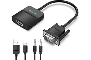 VENTION VGA to HDMI Adapter Converter with Audio 1080P 0.15m, dsub to hdmi Converter VGA to HDMI for monitor Adapter for Computer, Desktop, Laptop, PC, Monitor(ABS Shell)
