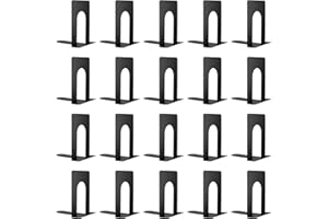 HONYUET 20 PCS 10 Pairs Black Bookends for Shelves, Small Metal Book Ends, Bookshelf Holder Stand for Home Office Library Decoration, 15 x 13 x 17cm