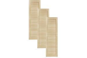 DecoMeister Puerta de Lamas Tipo Persiana de Lumbrera de Celosía de Madera Maciza de Pino Para Armarios Frente de Mueble con Listones Abiertos de Dimensiones 294x993 mm Juego de Tres Piezas