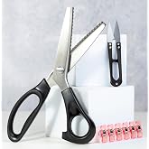 PADUNE&reg; Zig Zag Scissors 5 mm + Thread Cutter + Sewing Tweezers for Fabric | Stainless Steel Sewing Serrated Scissors for Fab
