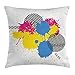 Produktbild Vintage Throw Pillow Cushion Cover, Vector Colorful Splatter Grunge Ink Splatter Illustration Decorative Circles Art, Decorative Square Accent Pillow Case, 18 X 18 Inches, Yellow Pink