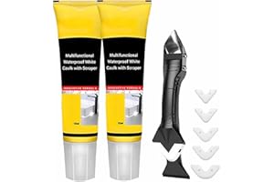 AOSRIOYLT Multifunctional Waterproof White Caulk with Scraper, Stronger Adhesion Caulking Sealant for Kitchen Bathroom, Sink Caulking Sealant Kit for Window Toilet, Quick-Drying, Shrink, Crack Proof(2pcs)