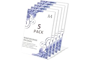 Flow fire Set di Espositore Plexiglass, Espositore Pubblicitario Forma di L, Acrilico Trasparente Cavalletto da Tavolo, Supporto per Menu (A4-L-5)