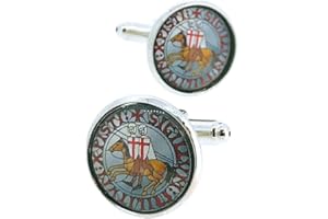 Gemelolandia | Boutons de Manchette Pour Chemise Sceau des Chevaliers Templiers | Pour Hommes et Garçons | Cadeaux Pour Mariages, Communions, Baptêmes et Autres Événements