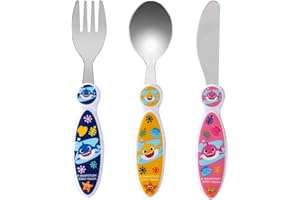 ZAWADI GLOBAL Baby Shark - Juego de cubiertos para niños, 3 piezas, cuchillo/tenedor/cuchara