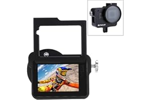 PULUZ Case for Hero 7 Black New Hero (2018) HERO6/ 5 CNC Aluminum Alloy Housing Shell Case Protective Cage with Insurance Frame & 52mm UV Lens (Back)