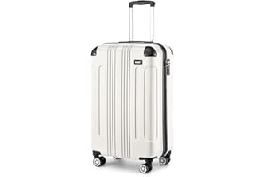 Kono Maletas de Viaje Cabina 55cm Trolley Cabina ABS Equipaje de Mano con 4 Ruedas y Cerradura de Combinación (Maleta Cabina, Beige)